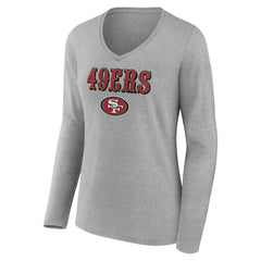 Women's Logo Team Lockup Long Sleeve V-Neck T-Shirt - San Francisco 49ers T-shirts