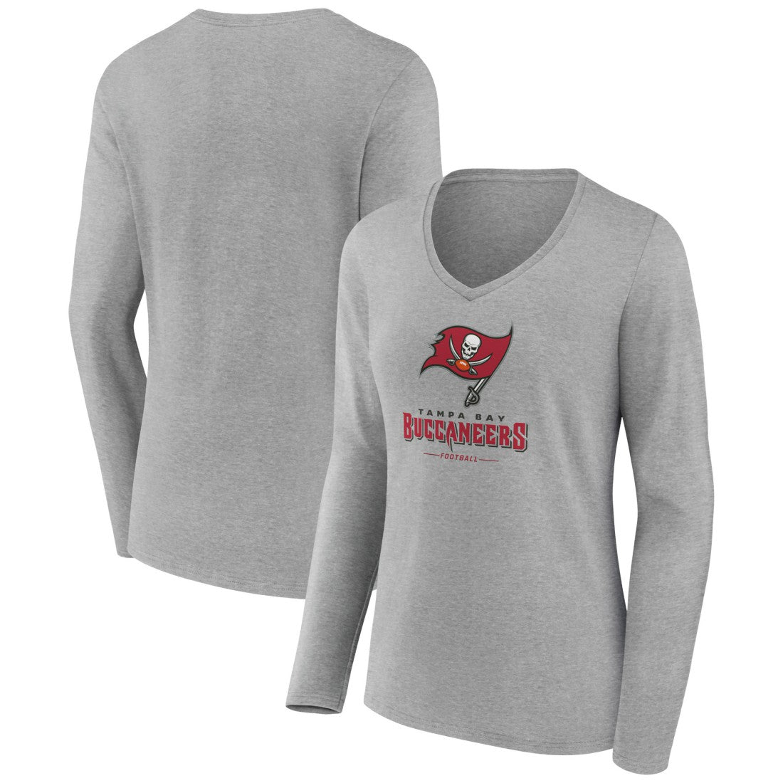 Women's Logo Team Lockup Long Sleeve V-Neck T-Shirt - Tampa Bay Buccaneers T-shirts