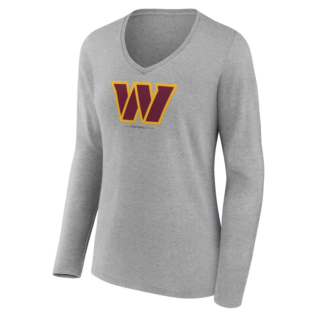 Women's Logo Team Lockup Long Sleeve V-Neck T-Shirt - Washington Commanders T-shirts