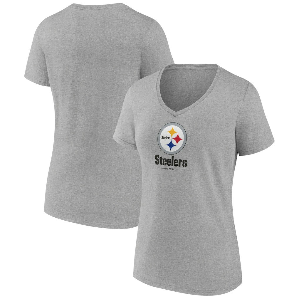 Women's Logo Team Lockup V-Neck T-Shirt - Pittsburgh Steelers T-shirts