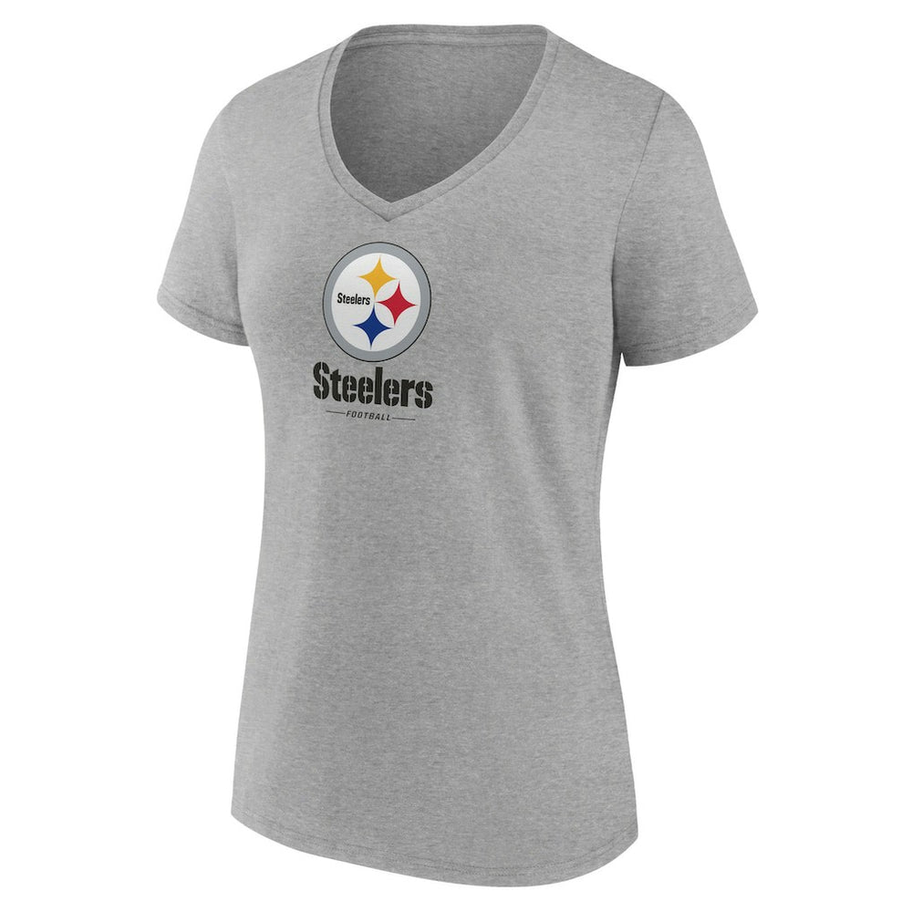 Women's Logo Team Lockup V-Neck T-Shirt - Pittsburgh Steelers T-shirts