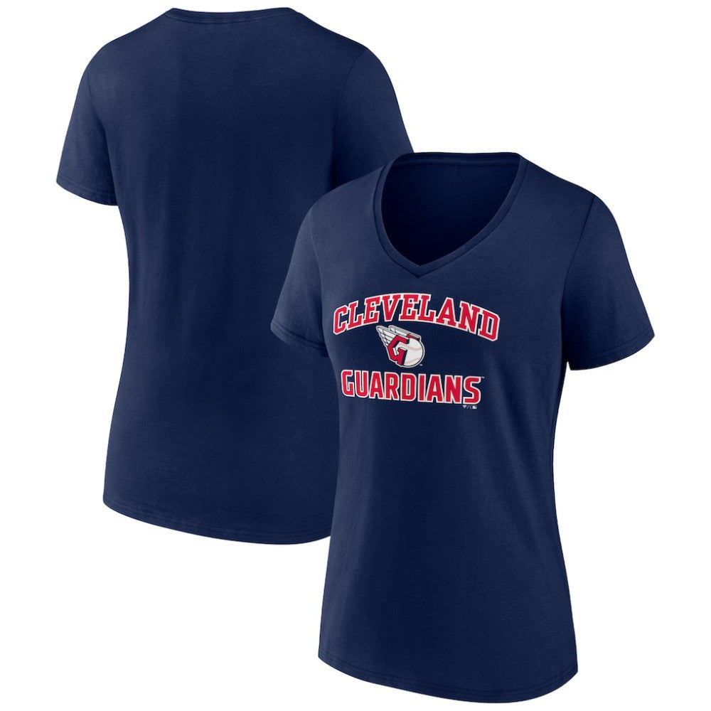 Navy Cleveland Guardians Women's Heart and Soul V-Neck T-Shirt