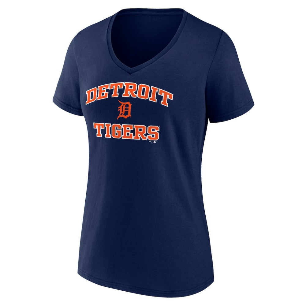 Navy Detroit Tigers Women's Heart and Soul V-Neck T-Shirt