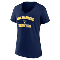 Navy Milwaukee Brewers Women's Heart and Soul V-Neck T-Shirt