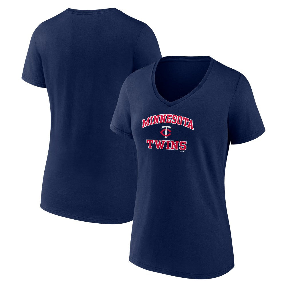 Navy Minnesota Twins Women's Heart and Soul V-Neck T-Shirt