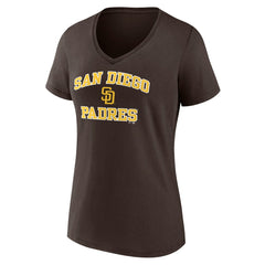 Brown San Diego Padres Women's Heart and Soul V-Neck T-Shirt