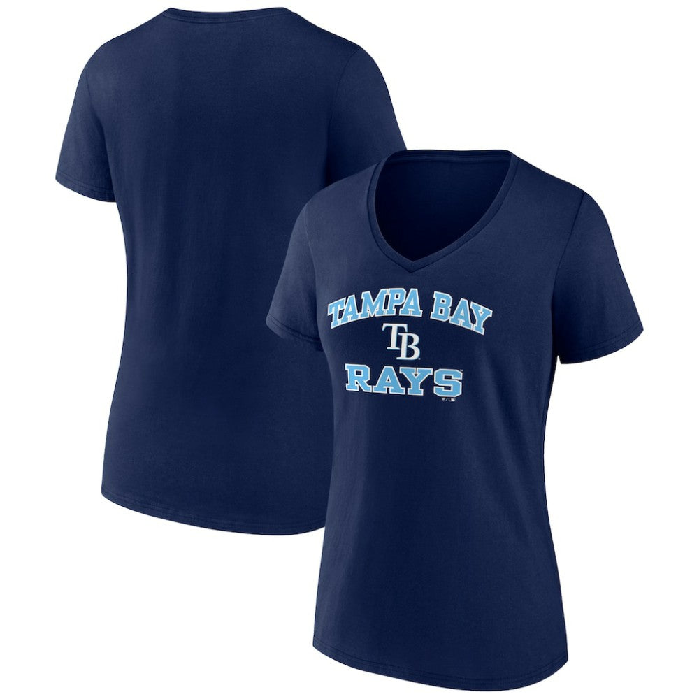 Navy Tampa Bay Rays Women's Heart and Soul V-Neck T-Shirt