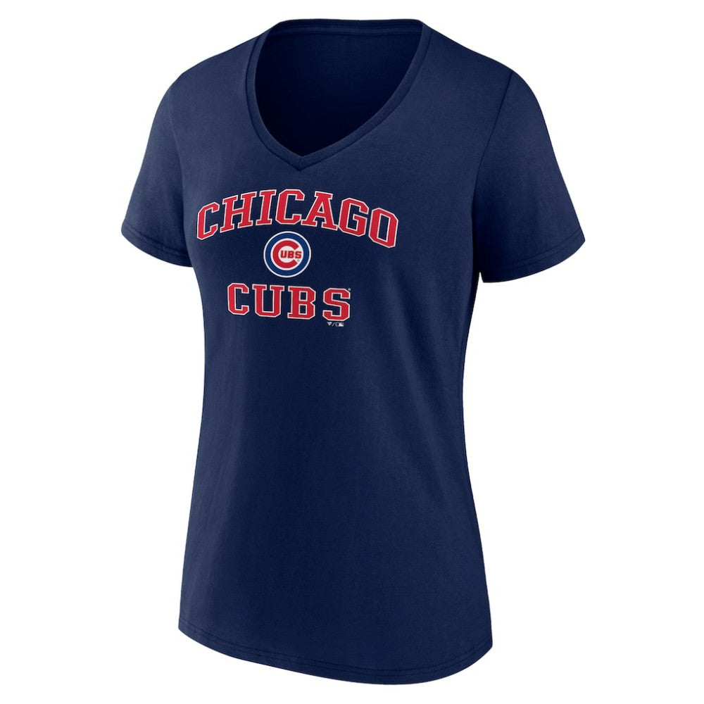 Navy Chicago Cubs Women's Heart and Soul V-Neck T-Shirt