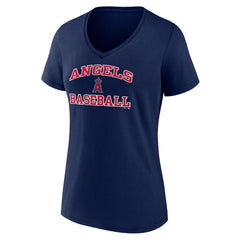 Navy Los Angeles Angels Women's Heart and Soul V-Neck T-Shirt