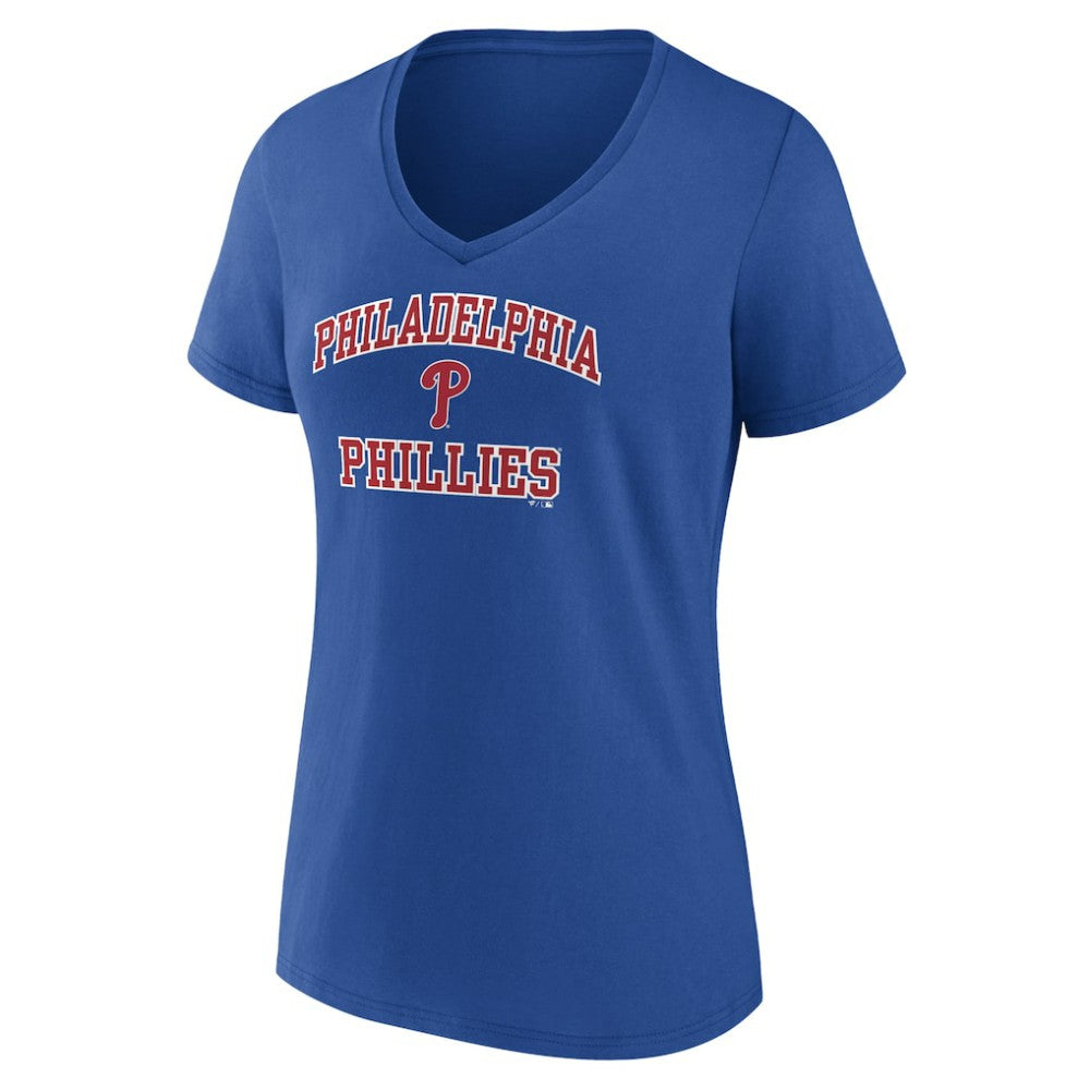 Royal Philadelphia Phillies Women's Heart and Soul V-Neck T-Shirt