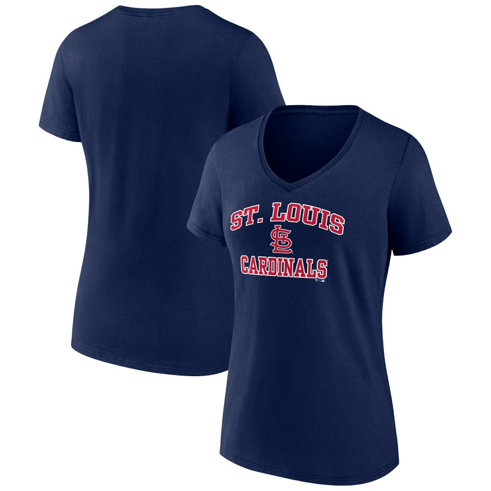 Navy St. Louis Cardinals Women's Heart and Soul V-Neck T-Shirt