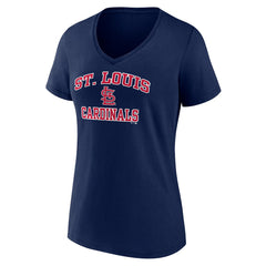 Navy St. Louis Cardinals Women's Heart and Soul V-Neck T-Shirt