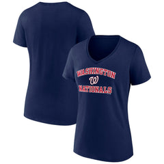 Navy Washington Nationals Women's Heart and Soul V-Neck T-Shirt