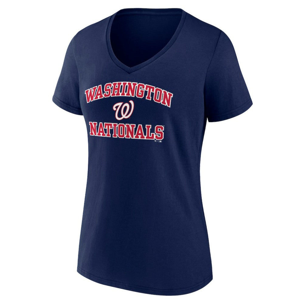 Navy Washington Nationals Women's Heart and Soul V-Neck T-Shirt