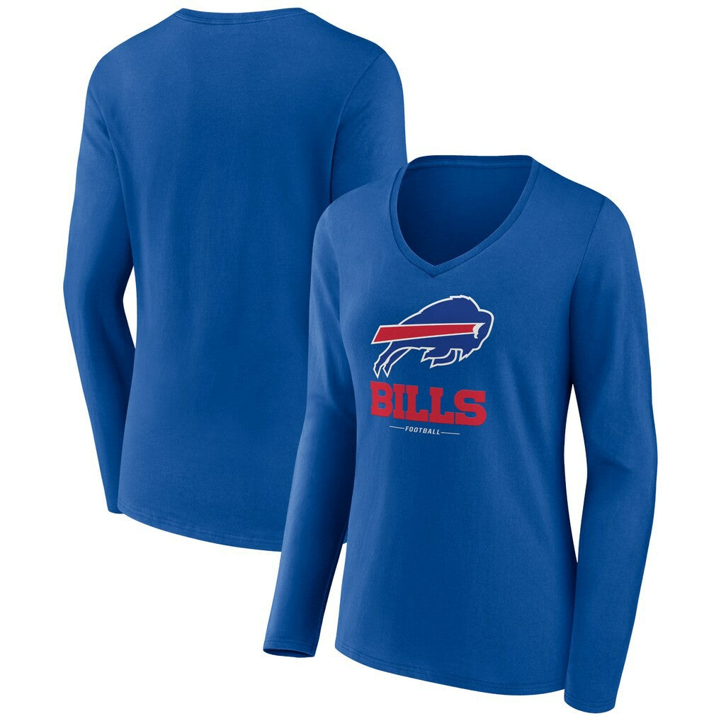 Women's Logo Team Lockup Long Sleeve V-Neck T-Shirt - Buffalo Bills T-shirts