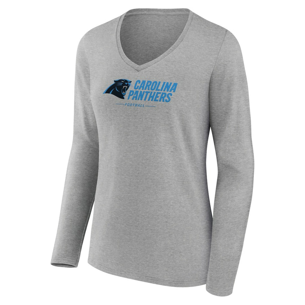Women's Logo Team Lockup Long Sleeve V-Neck T-Shirt - Carolina Panthers T-shirts