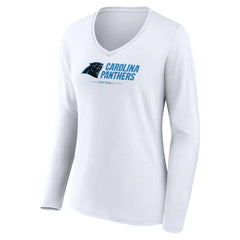 Women's Logo Team Lockup Long Sleeve V-Neck T-Shirt - Carolina Panthers T-shirts