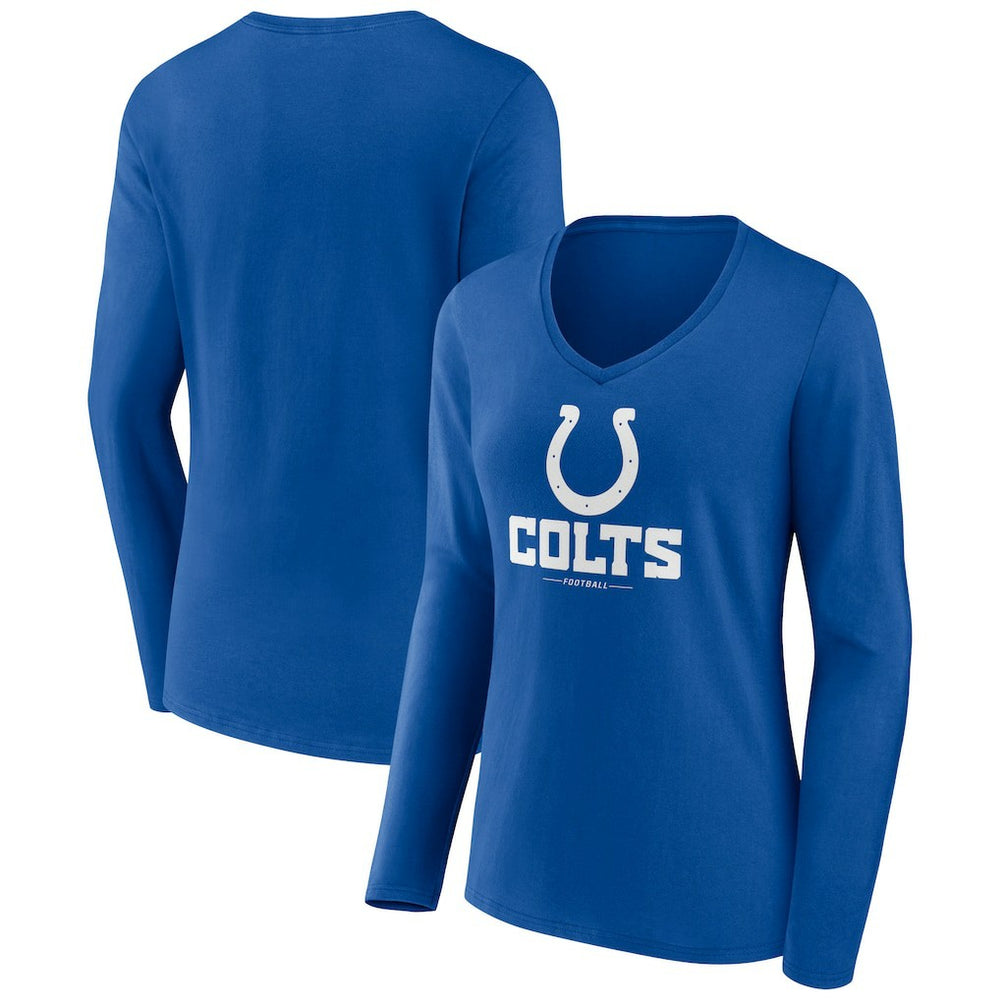 Women's Logo Team Lockup Long Sleeve V-Neck T-Shirt - Indianapolis Colts T-shirts