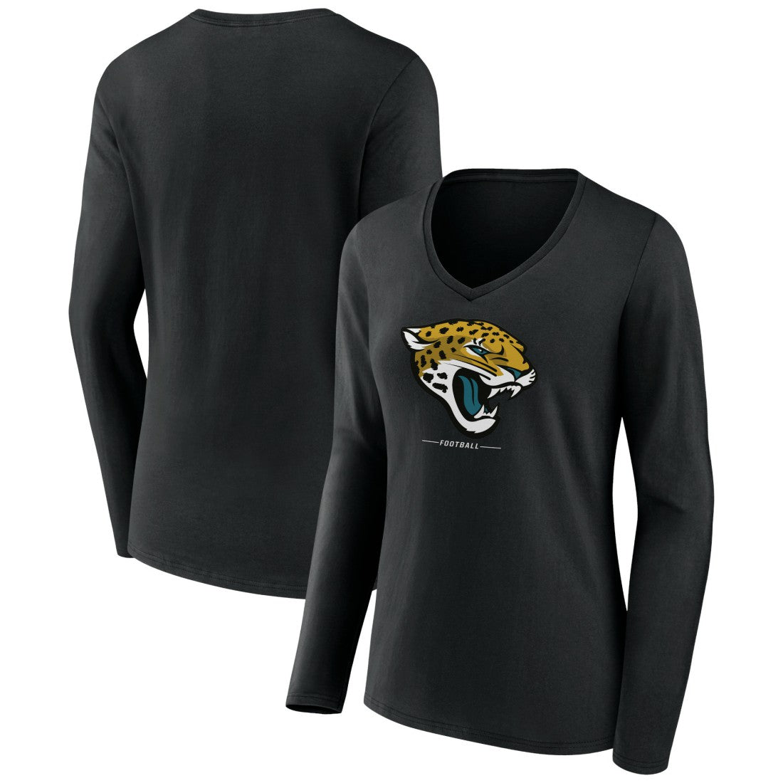 Women's Logo Team Lockup Long Sleeve V-Neck T-Shirt - Jacksonville Jaguars T-shirts