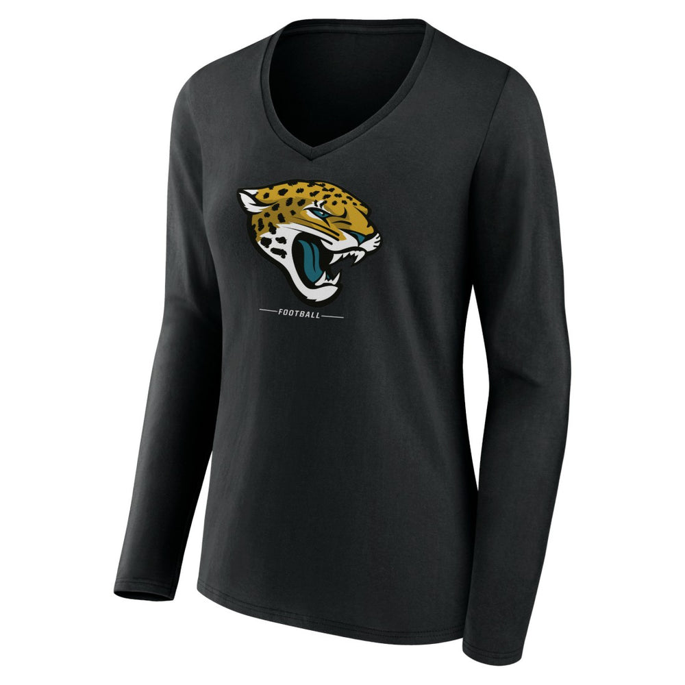 Women's Logo Team Lockup Long Sleeve V-Neck T-Shirt - Jacksonville Jaguars T-shirts