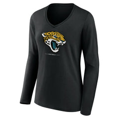 Women's Logo Team Lockup Long Sleeve V-Neck T-Shirt - Jacksonville Jaguars T-shirts