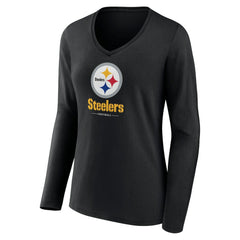 Women's Logo Team Lockup Long Sleeve V-Neck T-Shirt - Pittsburgh Steelers T-shirts