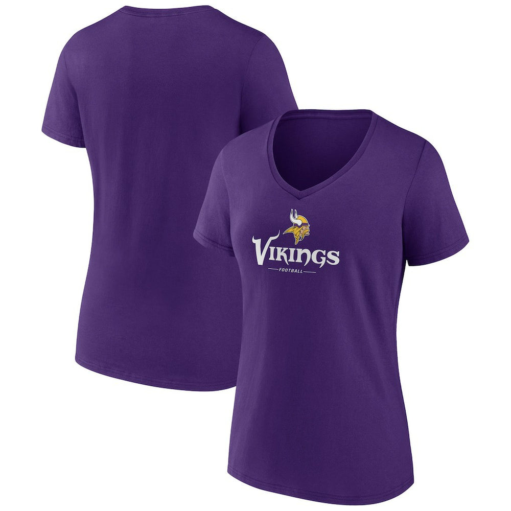 Women's Logo Team Lockup V-Neck T-Shirt - Minnesota Vikings T-shirts