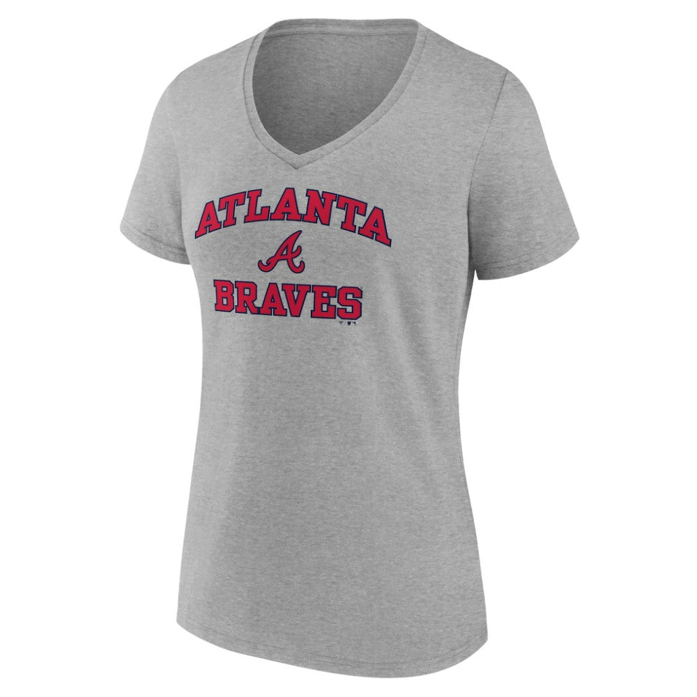 Gray Atlanta Braves Women's Heart and Soul V-Neck T-Shirt