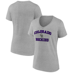 Gray Colorado Rockies Women's Heart and Soul V-Neck T-Shirt