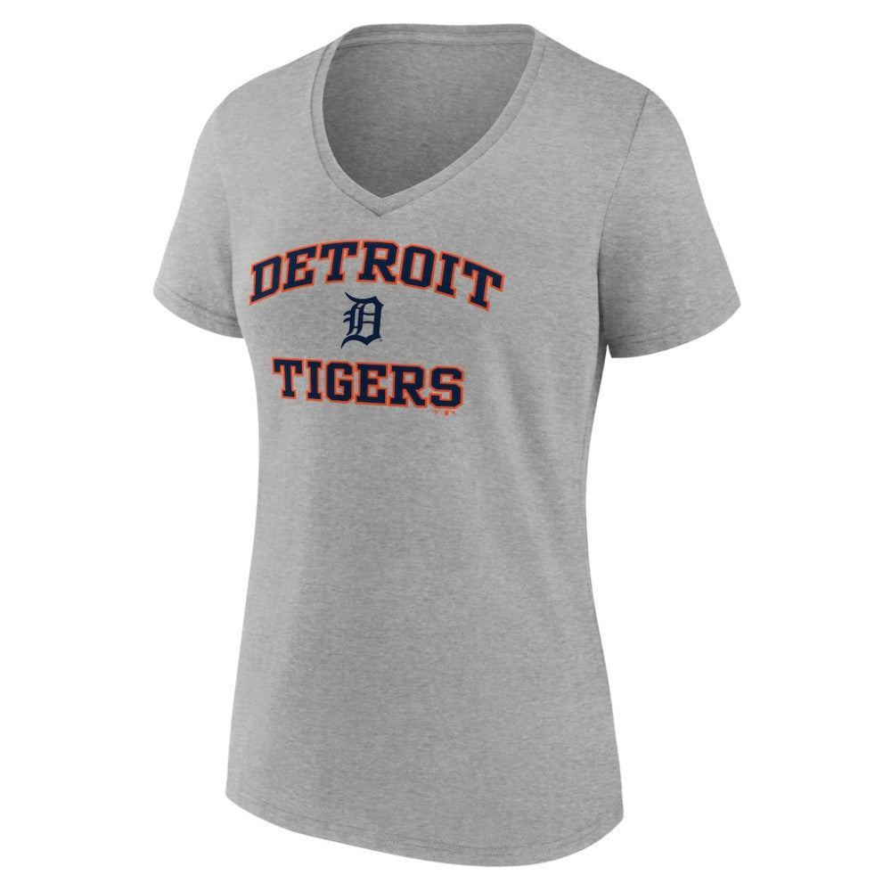 Gray Detroit Tigers Women's Heart and Soul V-Neck T-Shirt