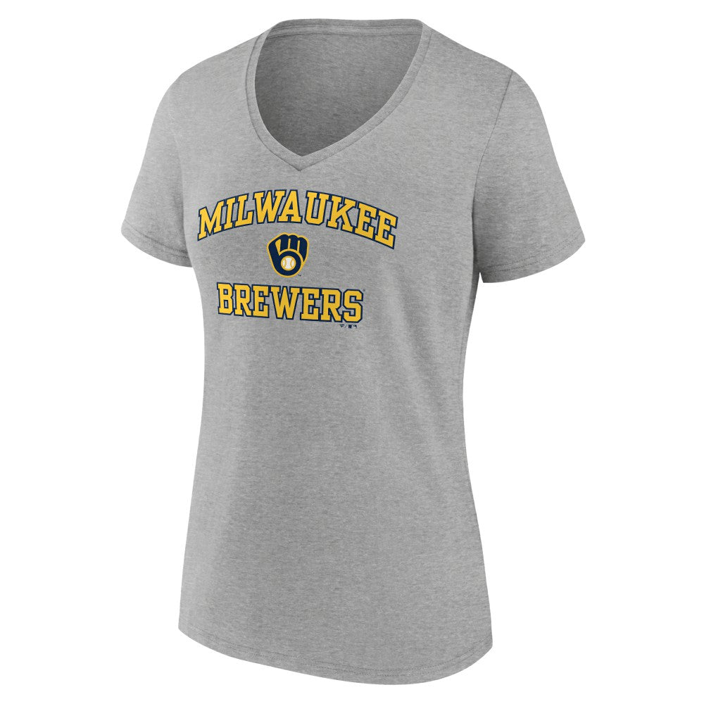 Gray Milwaukee Brewers Women's Heart and Soul V-Neck T-Shirt