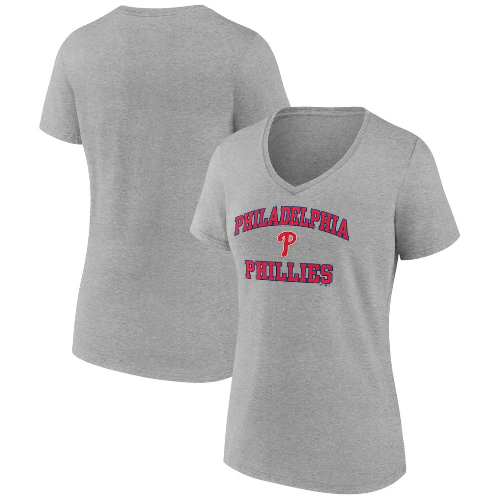 Gray Philadelphia Phillies Women's Heart and Soul V-Neck T-Shirt