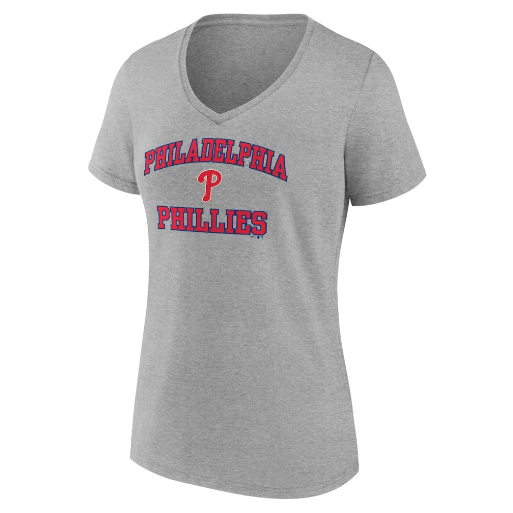 Gray Philadelphia Phillies Women's Heart and Soul V-Neck T-Shirt