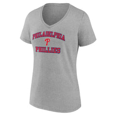 Gray Philadelphia Phillies Women's Heart and Soul V-Neck T-Shirt