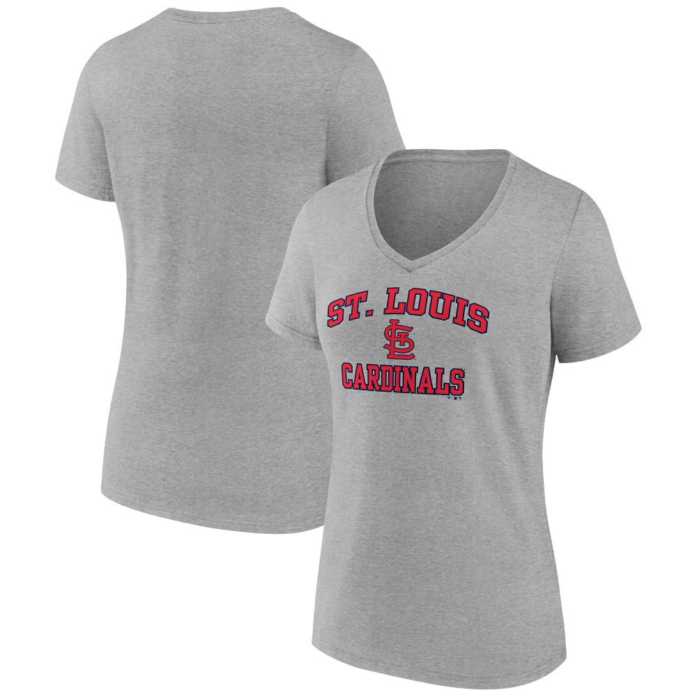Gray St. Louis Cardinals Women's Heart and Soul V-Neck T-Shirt