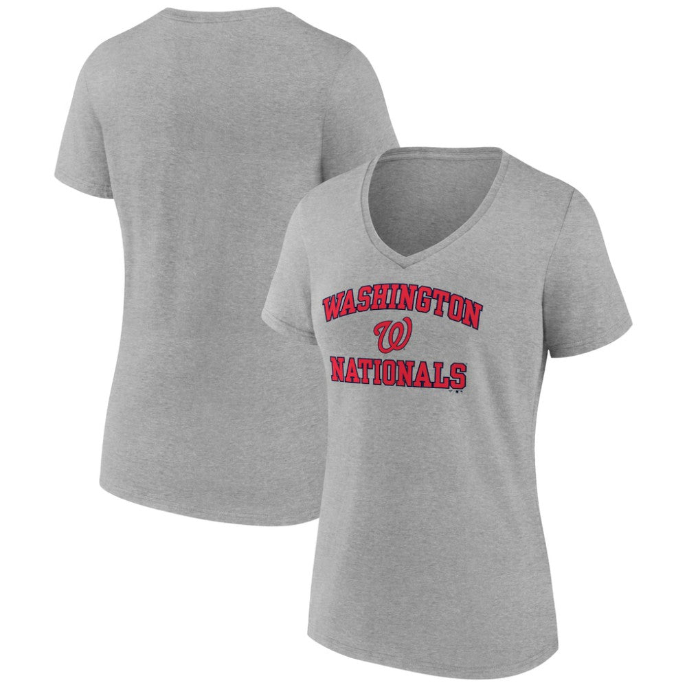 Gray Washington Nationals Women's Heart and Soul V-Neck T-Shirt