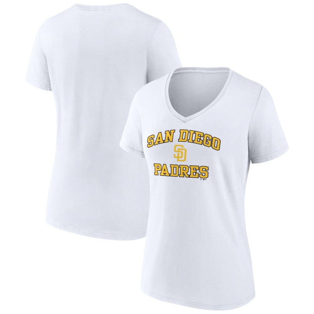 White San Diego Padres Women's Heart and Soul V-Neck T-Shirt