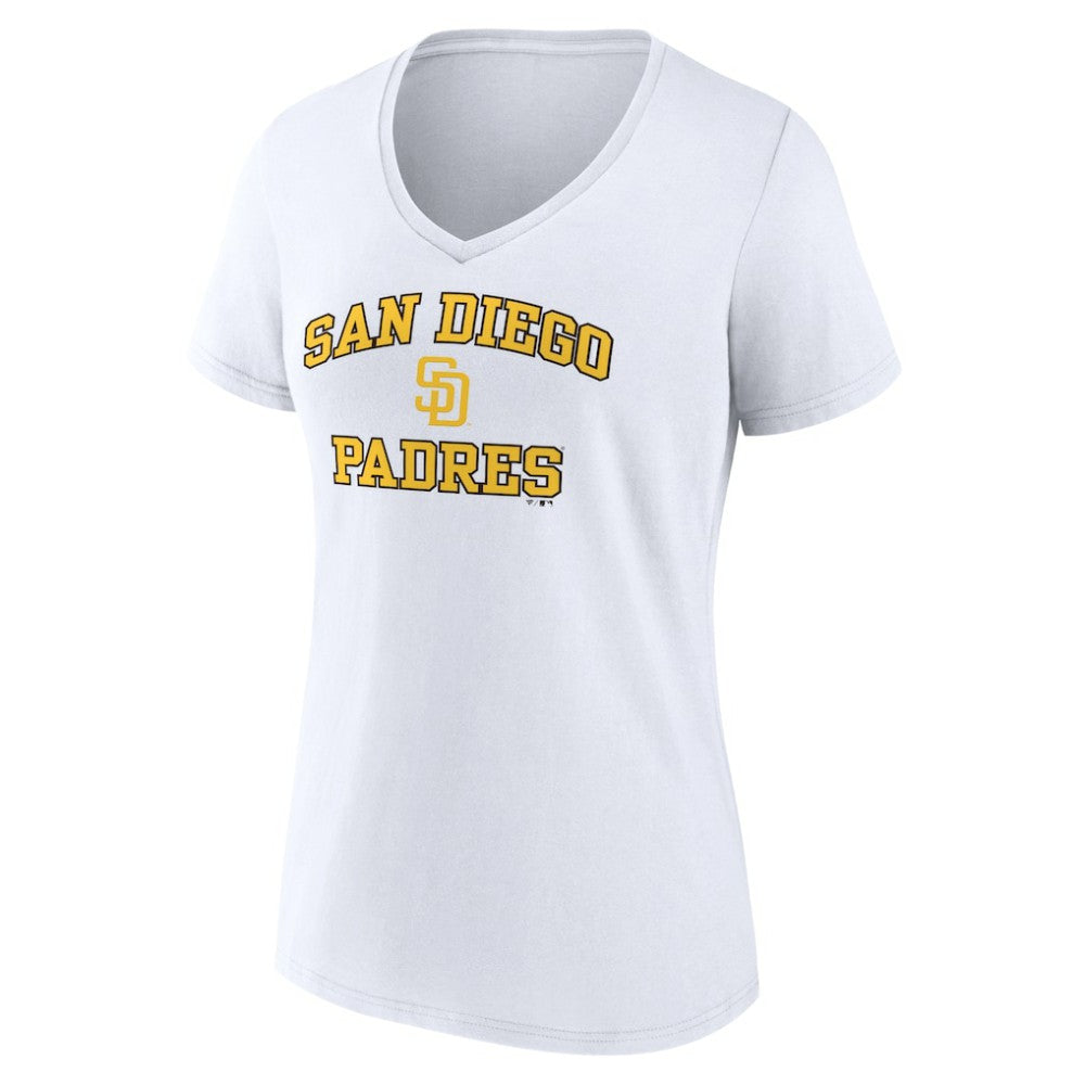 White San Diego Padres Women's Heart and Soul V-Neck T-Shirt