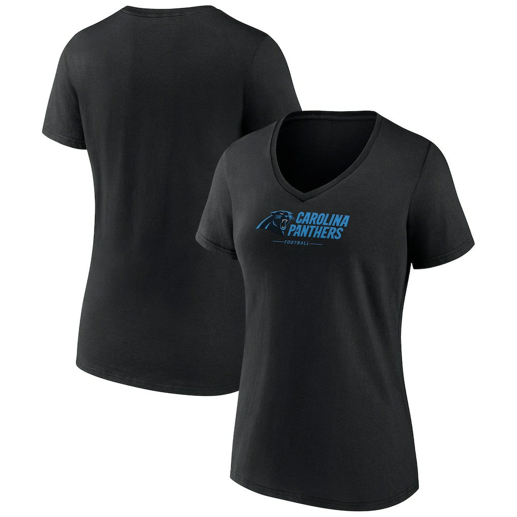 Women's Logo Team Lockup V-Neck T-Shirt - Carolina Panthers T-shirts