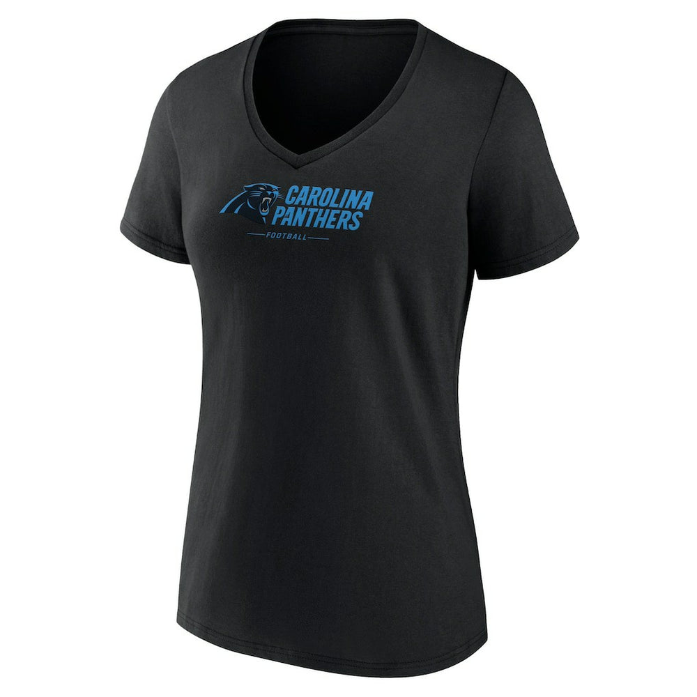 Women's Logo Team Lockup V-Neck T-Shirt - Carolina Panthers T-shirts