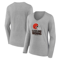 Women's Logo Team Lockup Long Sleeve V-Neck T-Shirt - Cleveland Browns T-shirts