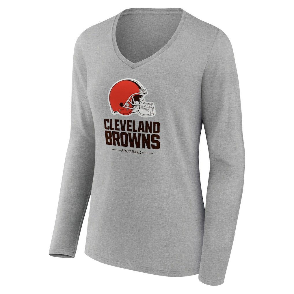 Women's Logo Team Lockup Long Sleeve V-Neck T-Shirt - Cleveland Browns T-shirts