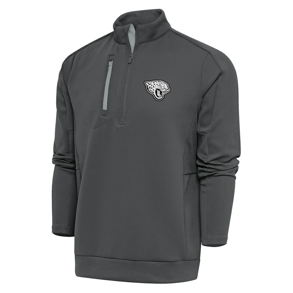 Antigua Metallic Logo Generation Quarter-Zip Pullover Top - Jacksonville Jaguars Pullover