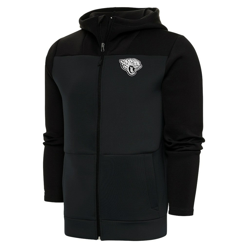 Antigua Metallic Logo Protect Full-Zip Hoodie - Jacksonville Jaguars Hoodies
