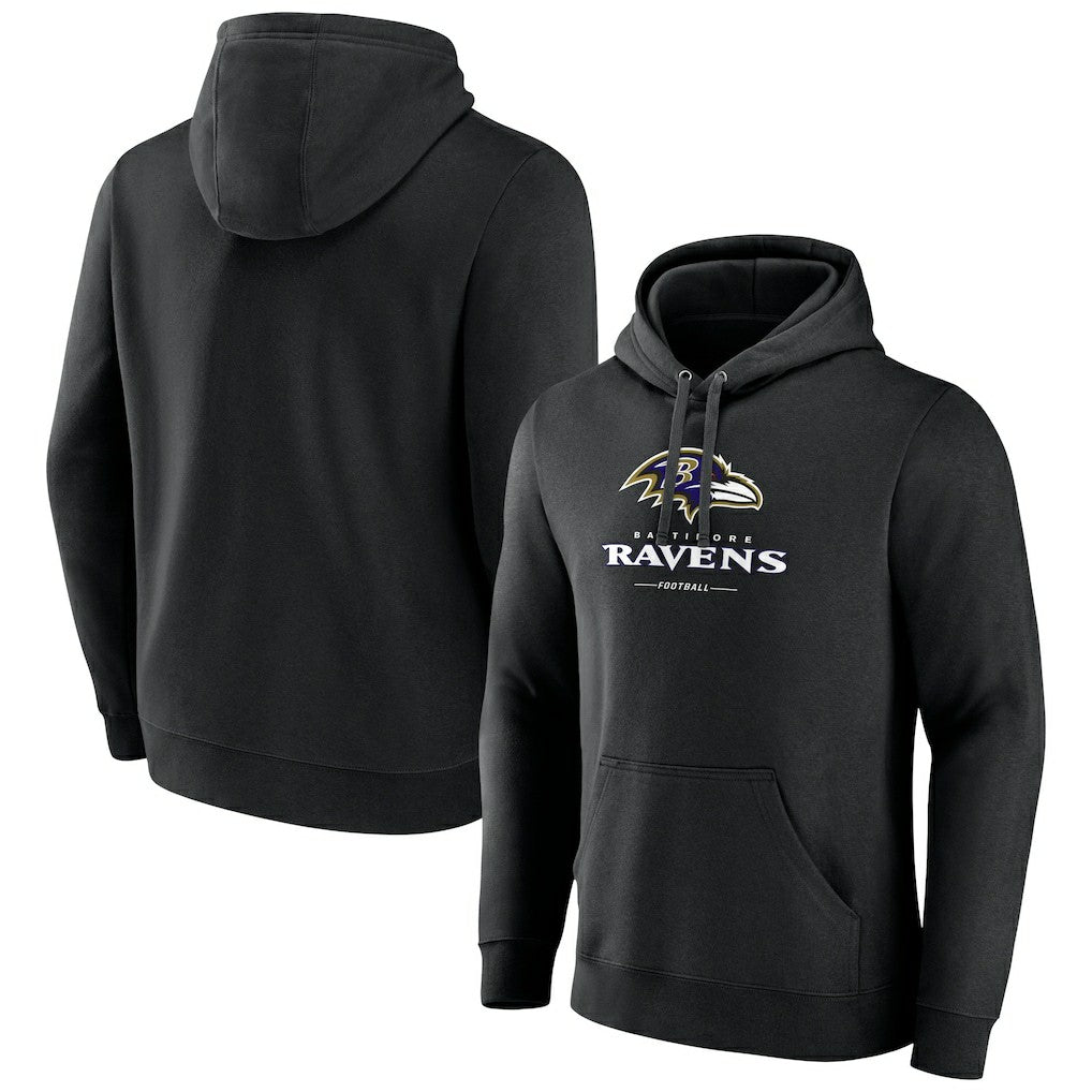Logo Team Lockup Fitted Pullover Hoodie - Baltimore Ravens Hoodies