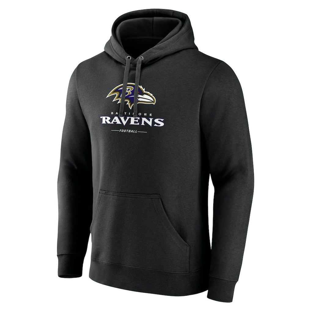 Logo Team Lockup Fitted Pullover Hoodie - Baltimore Ravens Hoodies