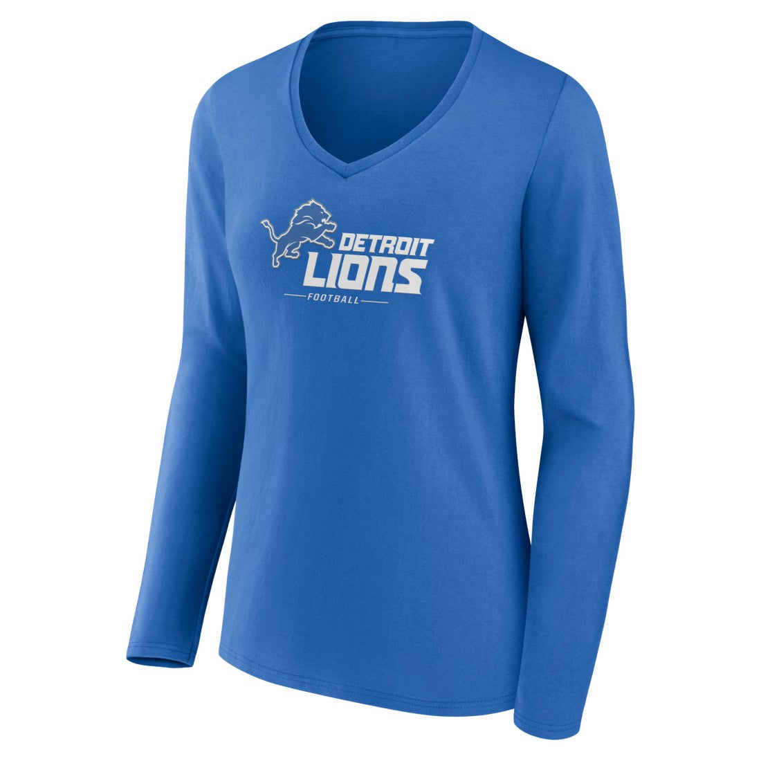 Women's Logo Team Lockup Long Sleeve V-Neck T-Shirt - Detroit Lions T-shirts
