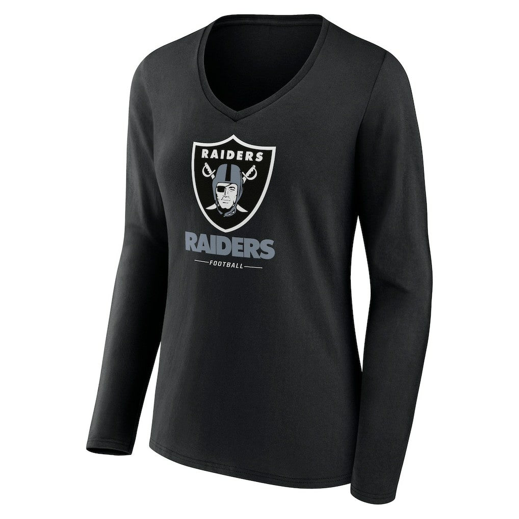 Women's Logo Team Lockup Long Sleeve V-Neck T-Shirt - Las Vegas Raiders T-shirts