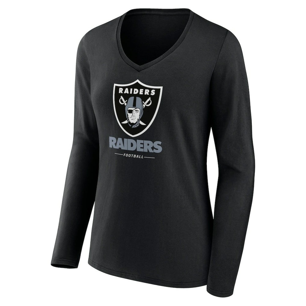 Women's Logo Team Lockup Long Sleeve V-Neck T-Shirt - Las Vegas Raiders T-shirts