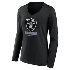 Women's Logo Team Lockup Long Sleeve V-Neck T-Shirt - Las Vegas Raiders T-shirts